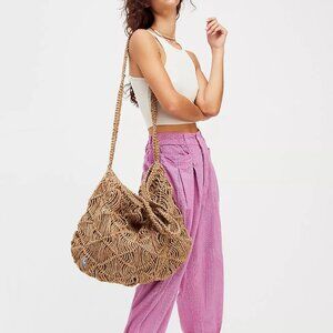 NWOT Free People‎ Blue Woven Tote Bag